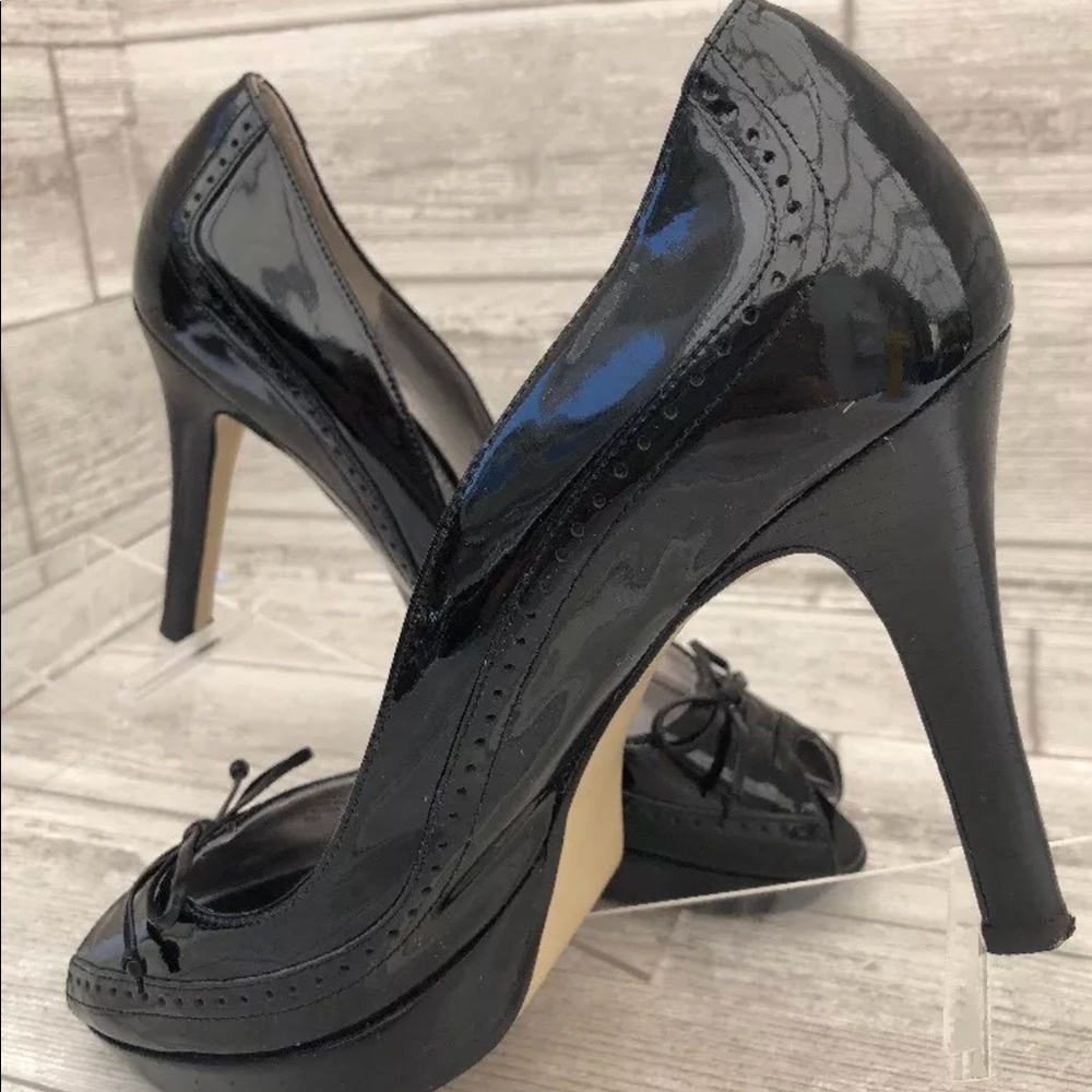 Marc Fisher black patent leather peep toe pumps 8 - Picture 2 of 8